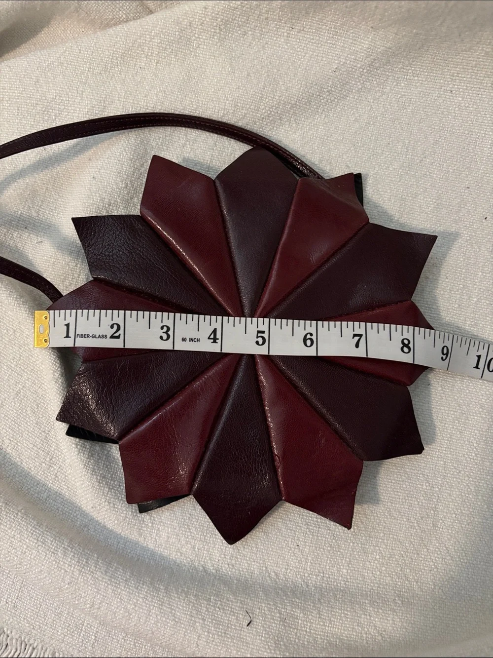 Vintage leather red sunburst bag